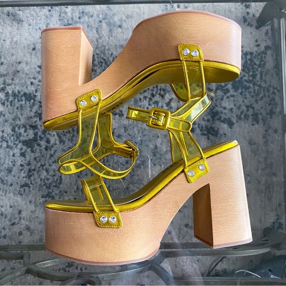 Haus Of Honey Sandal Connie Clog Platform PVC Yellow Transparent 38 EUC - Picture 5 of 8